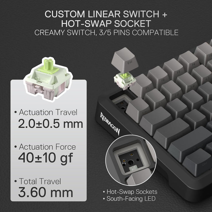 Redragon K724 PRO Teclado inalámbrico para juegos con junta inalámb...