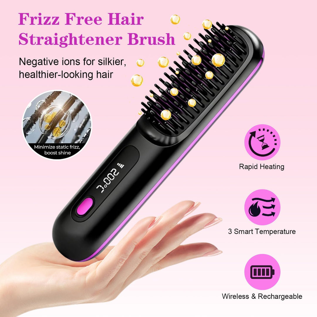 Go Brush Pro - Cepillo alisador de pelo inalámbrico, cepillos alisa...