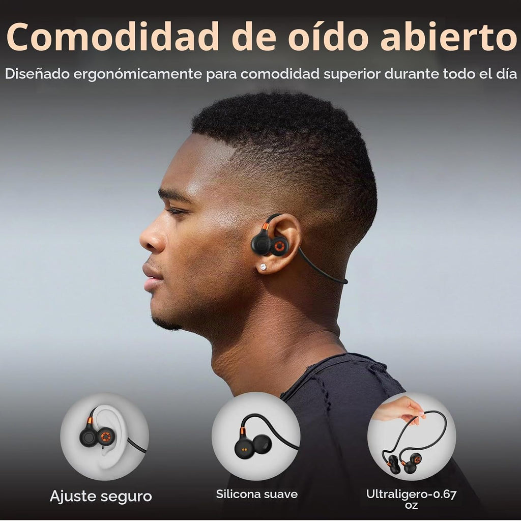 Ortizan Auriculares de oreja abierta, Bluetooth 5.3 inalámbricos de conducción de aire, auriculares deportivos, sonido premium, IPX6 impermeable, llamada clara, 0.67 oz auriculares ligeros para