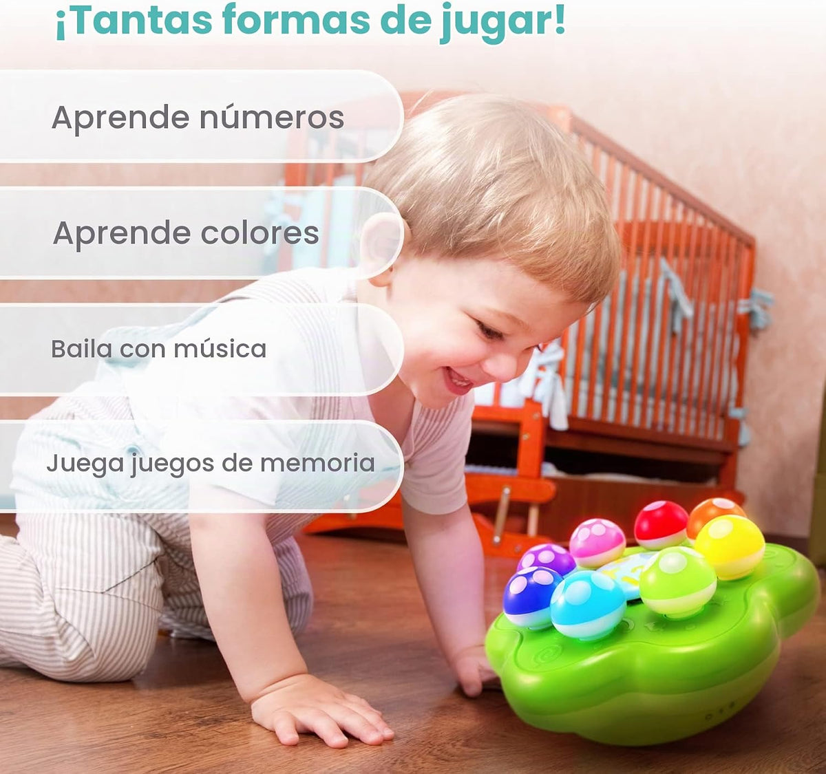 BEST LEARNING Jardín de hongos - Juguetes interactivos educativos con luces para niños pequeños de 1 a 3 años - Colores, números, juegos y música para niños - Ideal como regalo de cumpleaños para