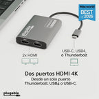 Adaptador USB C HDMI, monitor dual 4K 60Hz