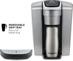 Keurig K-Elite - Cafetera de cápsulas K-Cup de una sola porción, con control de fuerza y temperatura, capacidad de café helado, tamaño de preparación de 8 a 12 onzas, programable, plata cepillada