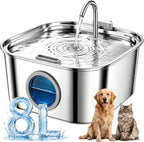 Fuente de agua para perros grandes, cuenco de acero inoxidable para perros