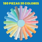 JOYIN Juego de 180 tizas lavables para acera en 20 colores, no tóxicas, jumbo, para juegos de arte al aire libre, pintura en pizarra, pizarra y parque infantil