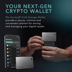 Arculus® Cartera de almacenamiento en frío criptográfico, billetera segura de Bitcoin, billetera de hardware criptográfico para NFT, Ethereum, Bitcoin, Cardano y otras criptomonedas, billetera criptográfica de autenticación de 3 factores, color plateado