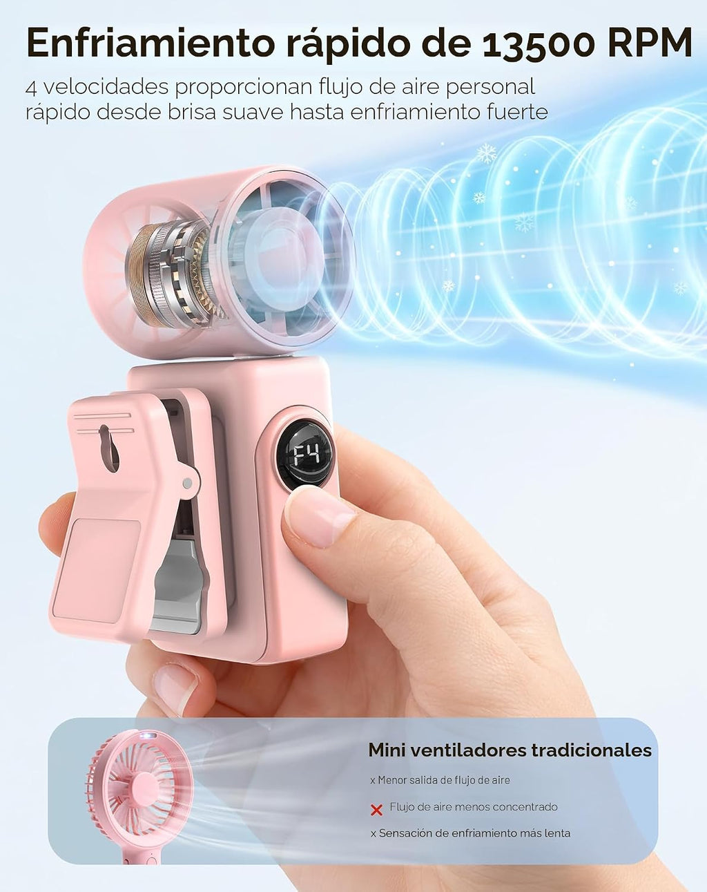 Hotsales Ventilador portátil con clip, mini ventilador de mano reca...