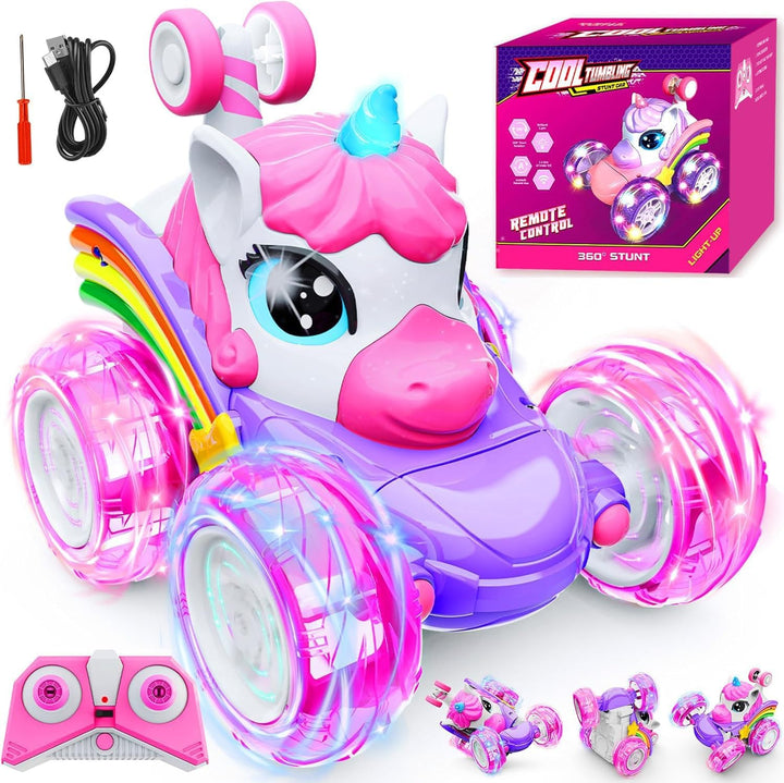 Motivekit Coche de juguete a control remoto de unicornio para niña,...