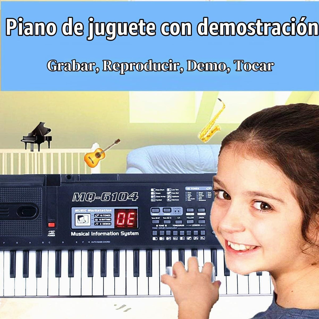 SEMART teclado Piano digital piano eléctrico portátil teclado de música electrónica de 61 teclas juguete para niños principiantes instrumentos musicales con soporte de micrófono USB regalo de