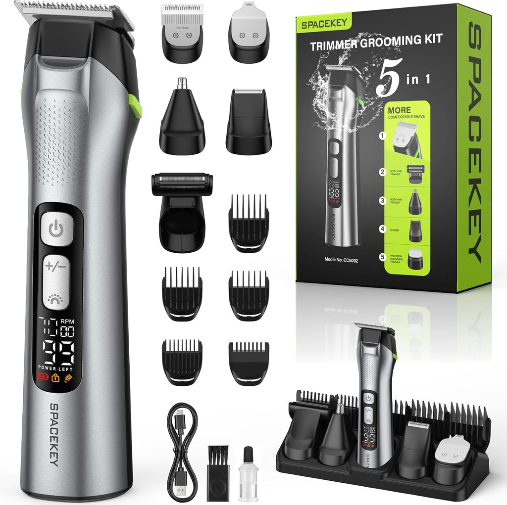 Recortadora de barba para hombres, kit de aseo 15 en 1, 3 velocidades, 150