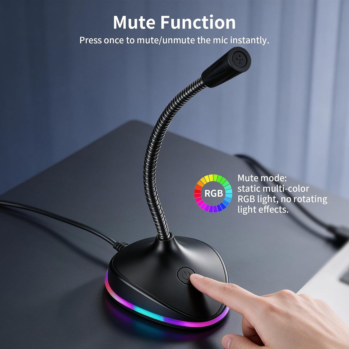 Micrófono de computadora USB, micrófono de PC de cuello de cisne