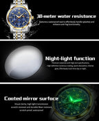Reloj OLEVS para Hombre Original Analógico de Cuarzo Negocios Reloj de Pulsera de Lujo para Hombre Impermeable Acero Inoxidable Fecha Moda Vestir Casual Estilizado Cronógrafo Diseño reloj para Hombre