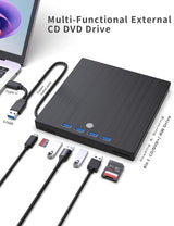 ASHDOL Unidad externa de CD DVD 9 en 1, lector de discos USB 3.0 y...