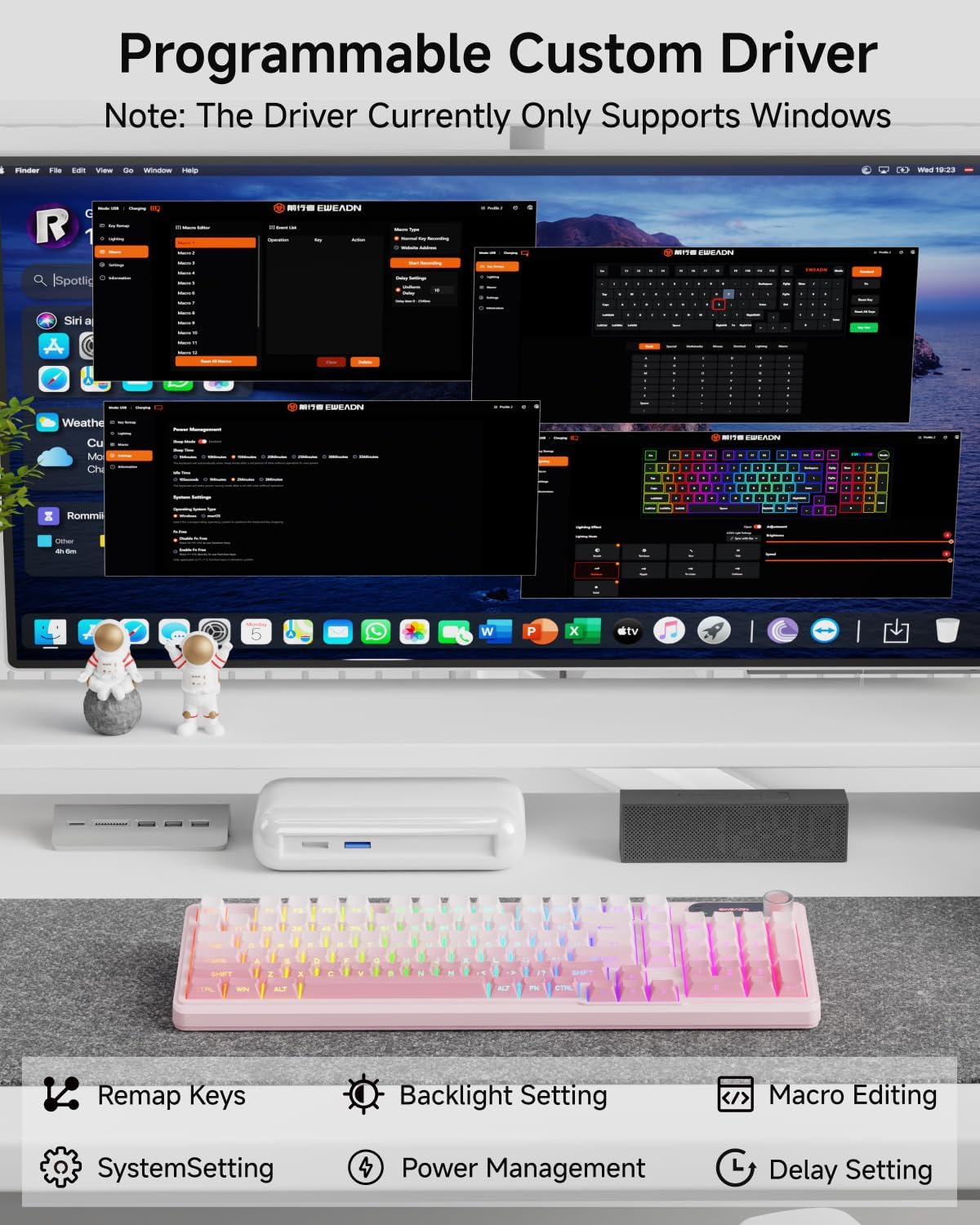 EWEADN V102 Teclados inalámbricos, teclado para juegos de 98 teclas...