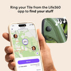 Life360 - Adhesivo para azulejos, pequeño rastreador Bluetooth, buscador remoto y localizador de artículos para bicicletas, gafas y más. Compatible con iOS y Android. Buscador de teléfonos. Paquete de 2 (negro)