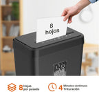 Troqueladora de 8 Hojas, Trituradora de Papel de 4.23 Galones Cortado en Cruz de Alto Nivel de Seguridad P-4 para Hogar y Oficina, Mango Portátil