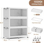 BROVIEW 1020QT - Contenedores apilables extra grandes con tapa, paquete de