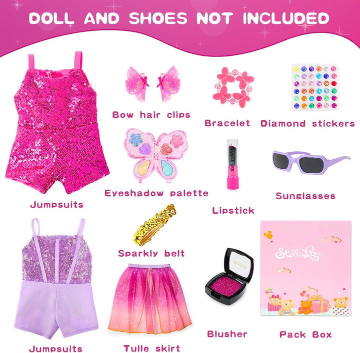Juego de ropa de muñeca de 18 pulgadas y accesorios de maquillaje,...