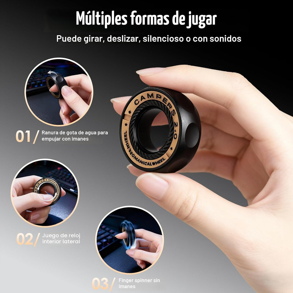 Anillo giratorio magnético mejorado para aliviar el estrés