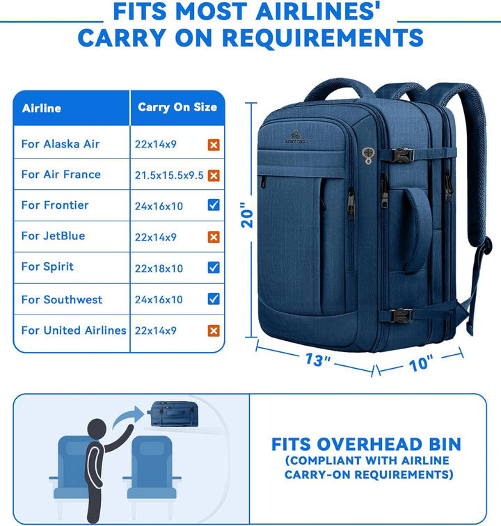 AREYTECO Mochila grande de viaje para laptop para hombres, mochila...