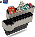 Organizador de espacio para asiento de automóvil, paquete de 2 organizadores multifuncionales para asientos de automóvil, caja de almacenamiento lateral de consola automática con portavasos, 2 ganchos de asiento para bebidas, organizador de automóvil para