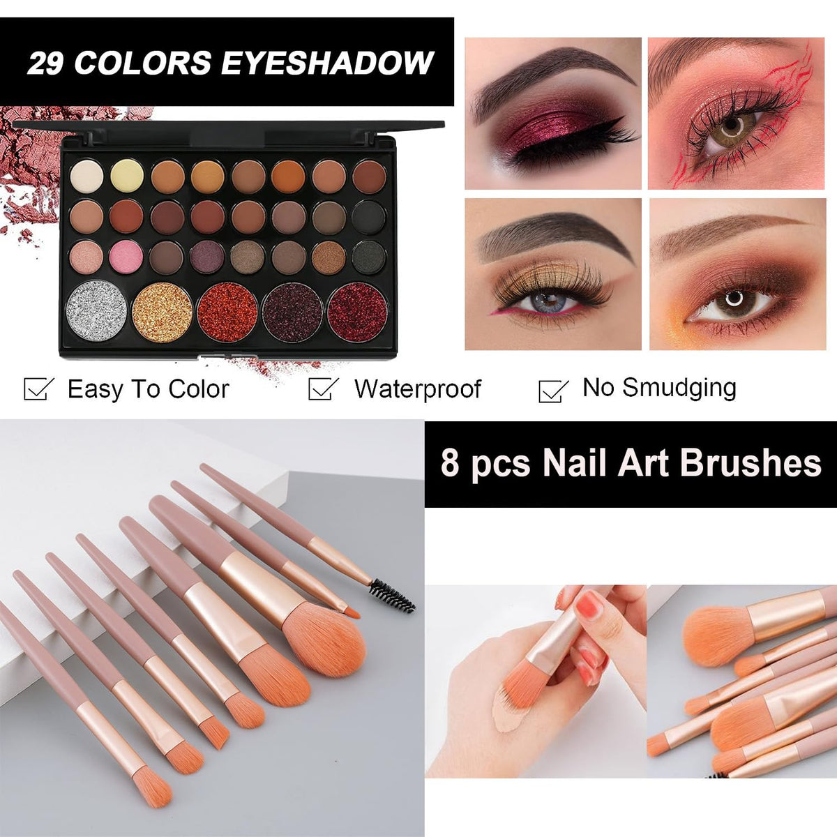 VERONNI Kit de maquillaje todo en uno, maquillaje de ojos y labios...
