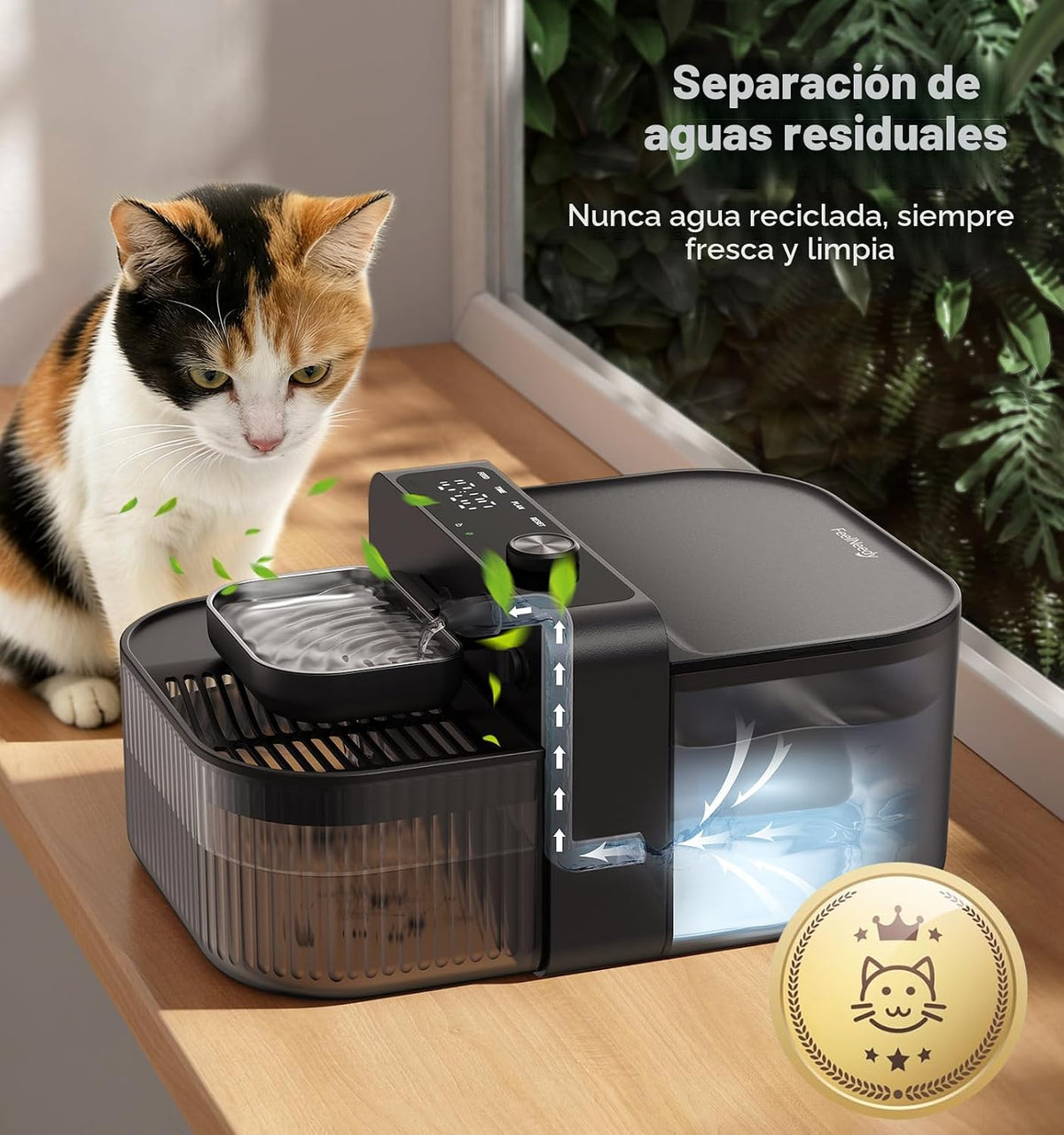 FEELNEEDY Inalámbrico ninguna fuente de agua del gato de los filtros