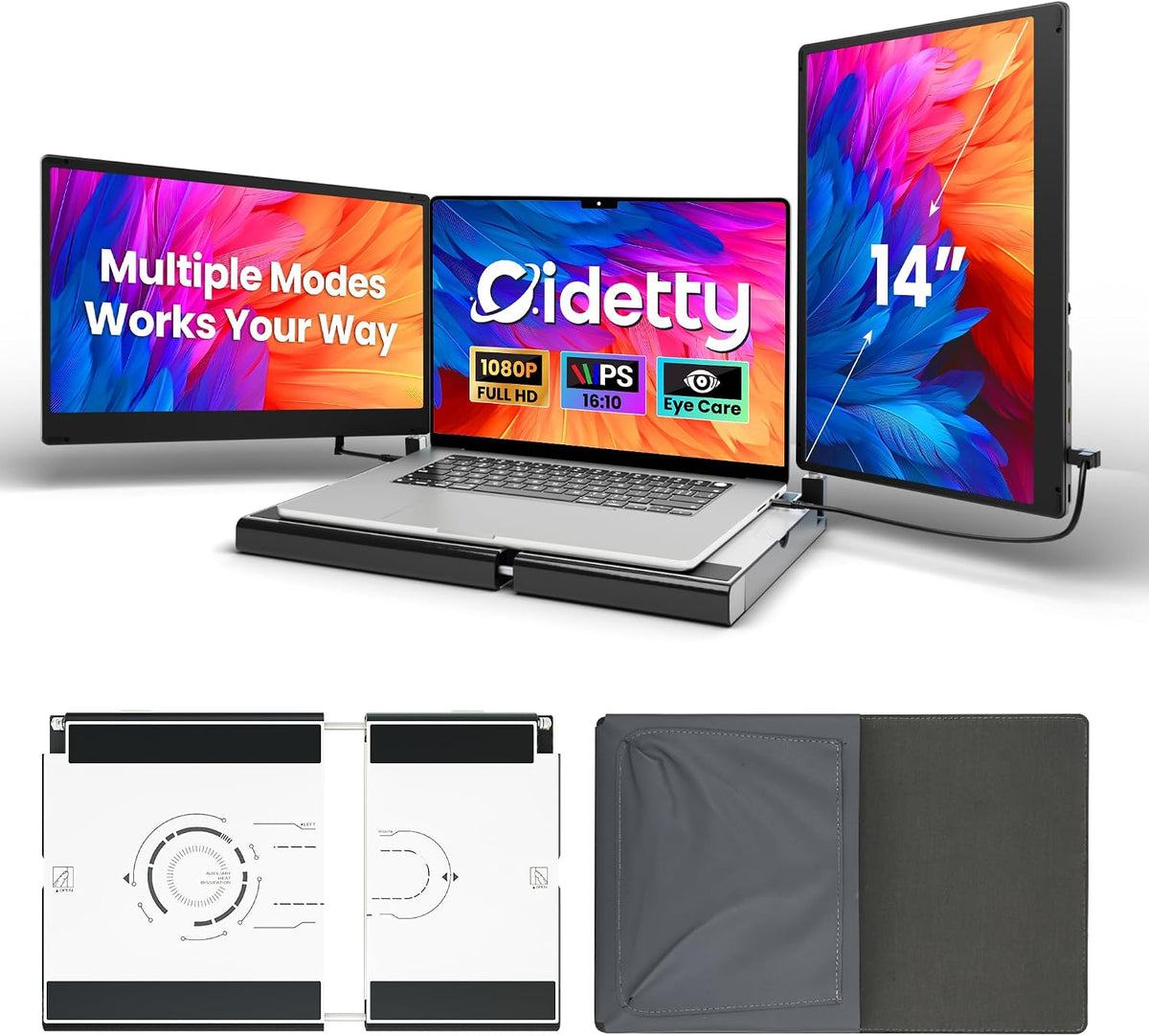 CIDETTY Extensor de pantalla de laptop mejorado, monitor portátil d...