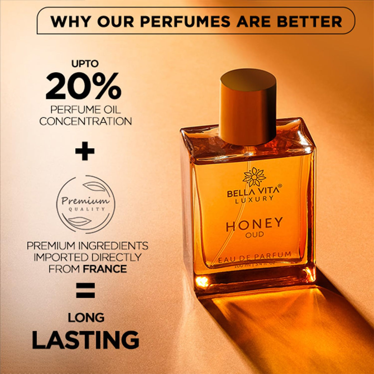 BellaVita Luxury Honey Oud Eau de Parfum (3.4 onzas líquidas) | Pac...