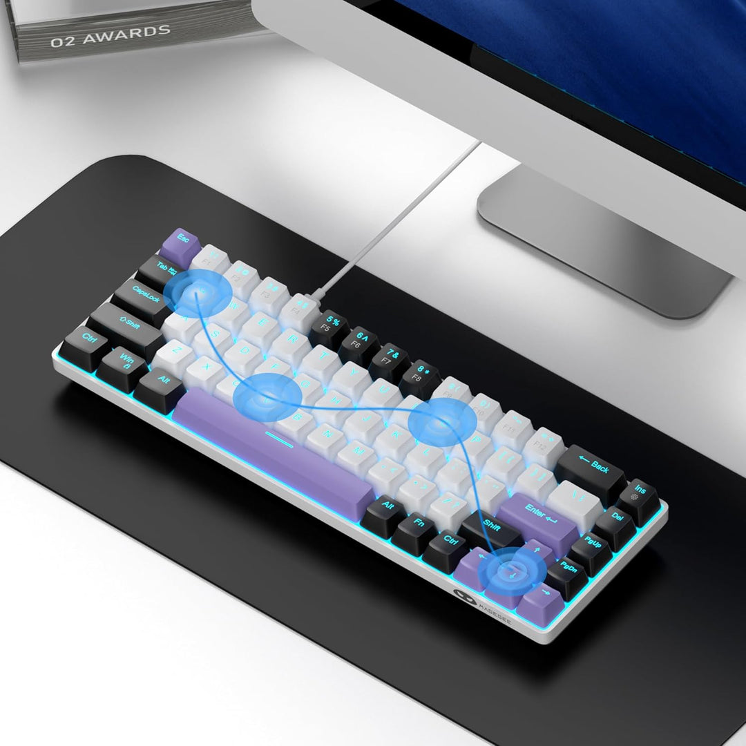 MageGee MK-Box - Teclado portátil 60% mecánico para juegos, retroil...