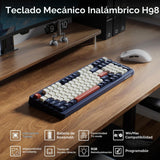 AUSDOM Teclado mecánico Bluetooth inalámbrico H98, BT5.3\/Type-C\/2...
