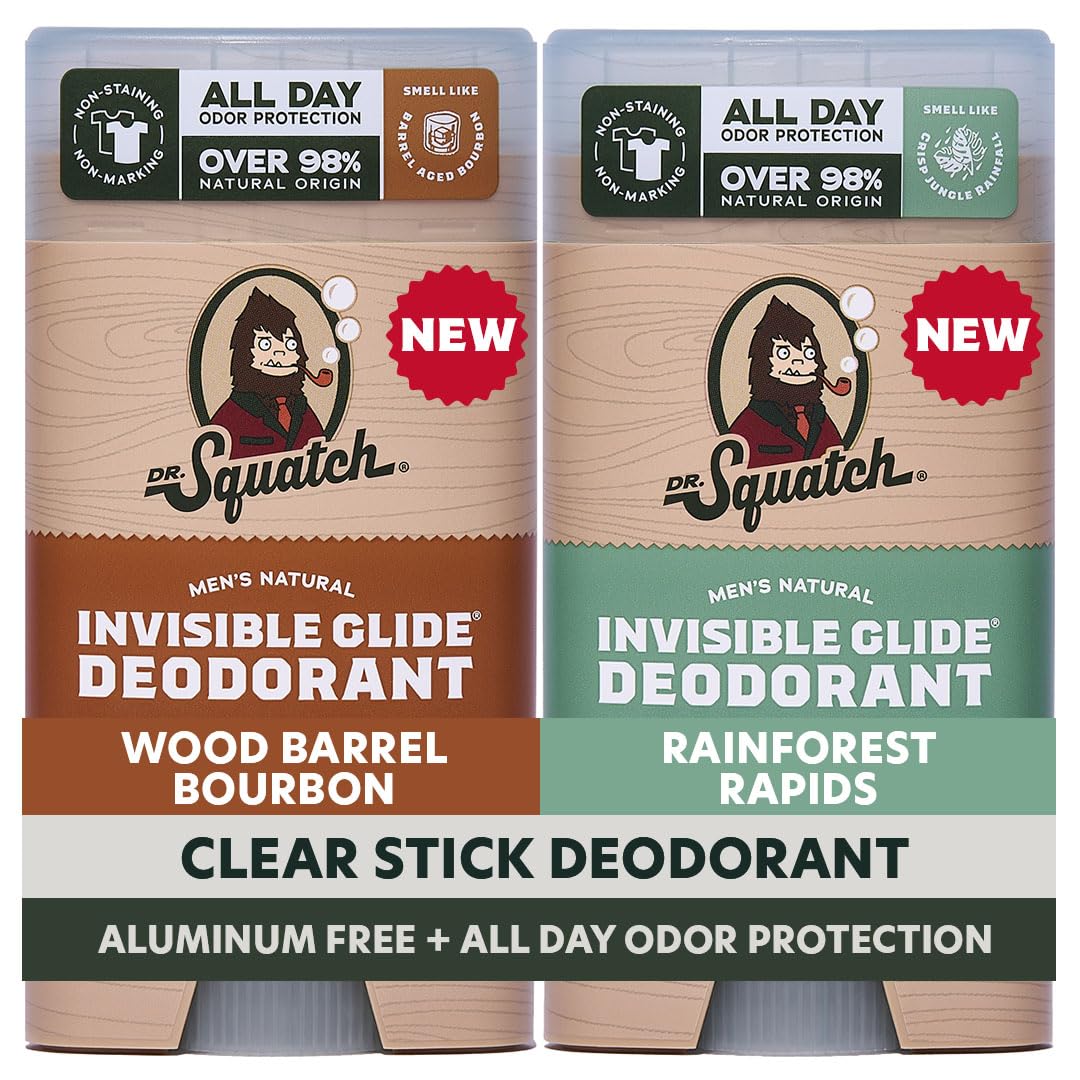 Dr. Squatch Invisible Glide Natural Desodorante para hombre, desliz...