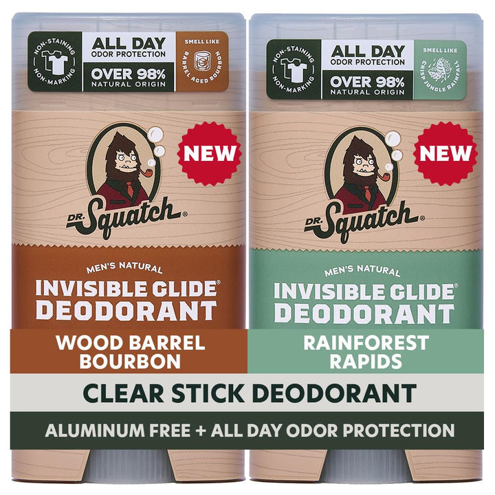 Dr. Squatch Invisible Glide Natural Desodorante para hombre, desliz...