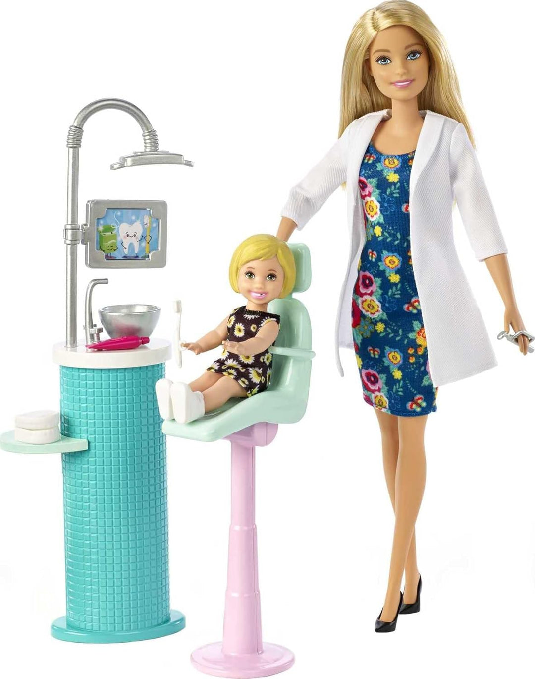 Barbie Juego de carreras, juego de dentista con muñeca morena de mo...