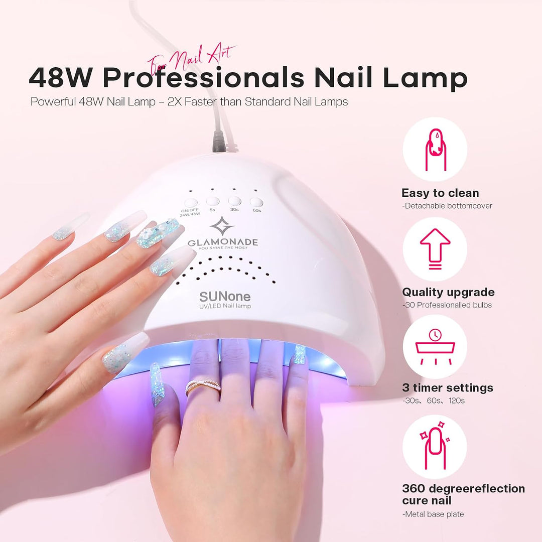 Glamonade Kit de Uñas Acrílicas con Todo: Kit de Uñas Profesional p...