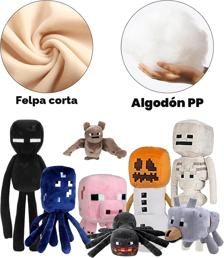 XSLWAN Paquete de 8 peluches de gólem de nieve, peluche Enderman, l...