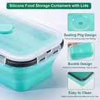 Sudaya Paquete de 8 recipientes plegables de almacenamiento de alimentos con tapas, juegos de recipientes de almacenamiento plegables de silicona para camping, accesorios de caravana, remolque de viaje imprescindible