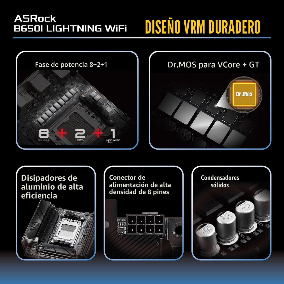 ASRock B650I Lightning WiFi AMD AM5 Mini-ITX Motherboard, WiFi Lightning