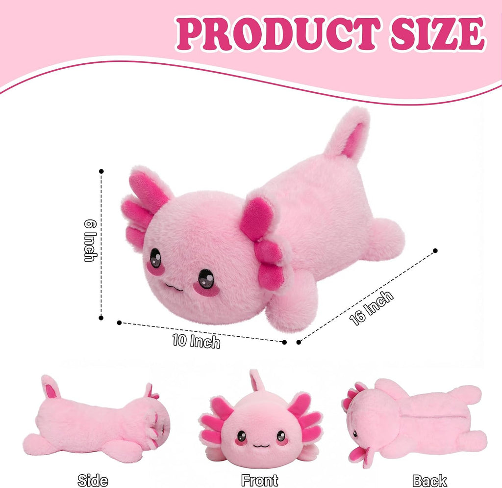 Animales de peluche con peso de ajolote calentado, 2.2 libras de felpa con peso de ajolote para microondas con bonita almohadilla térmica, animal de almohada cálida sin perfume para el período, mujeres, niñas, niños, adultos, regalo de cumpleaños de 16