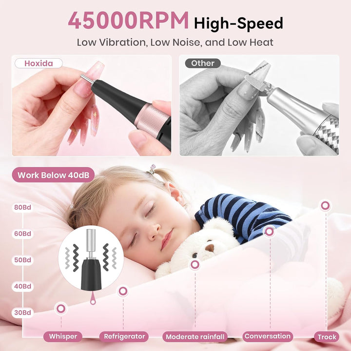 Taladro de uñas eléctrico profesional de 45000 RPM, lima de uñas po...