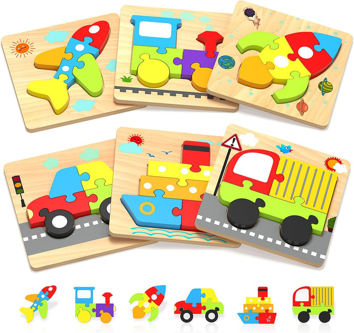 Benresive Rompecabezas de madera para niños pequeños, juguetes Mont...
