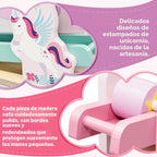 Lehoo Castle Unicorn Wooden Car Ramp Toy para 1 Year Old Girls