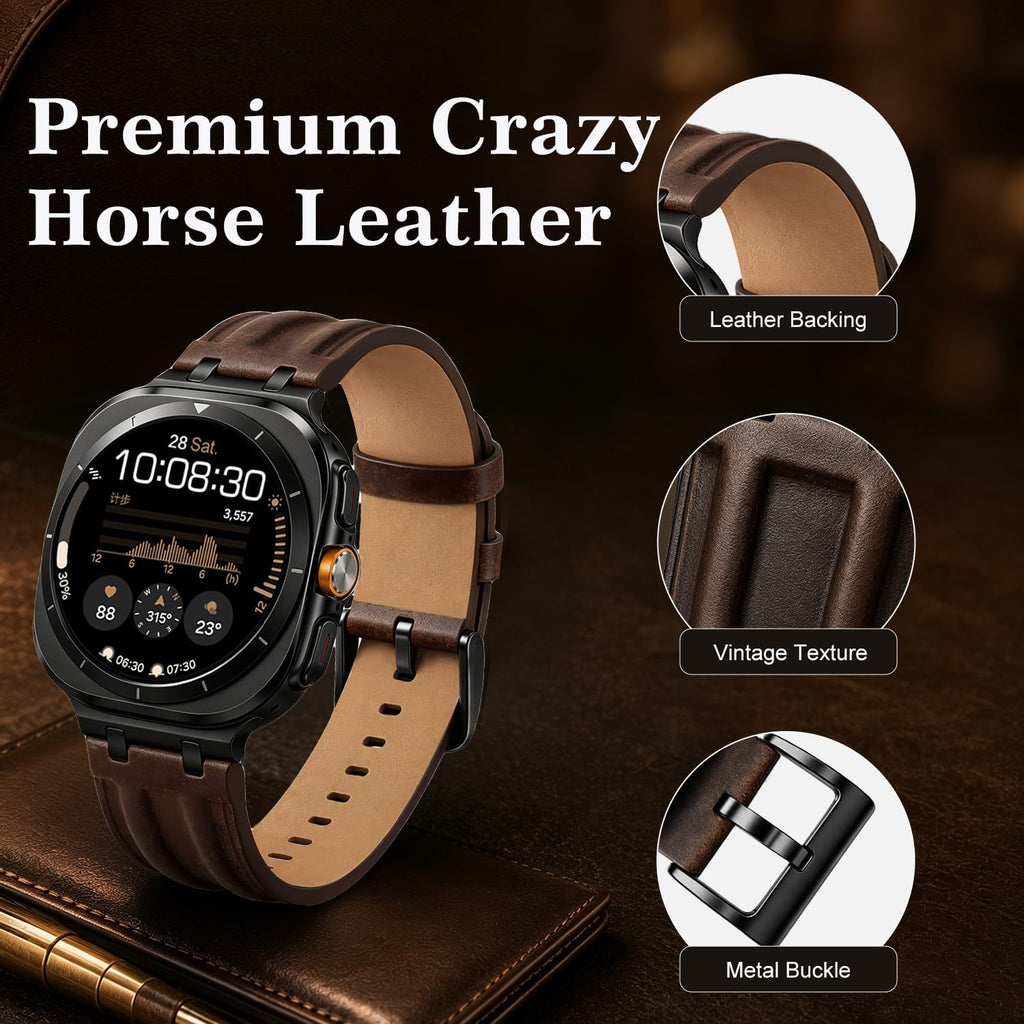 Correa de cuero retro compatible con Samsung Galaxy Watch Ultra 2/1 de
