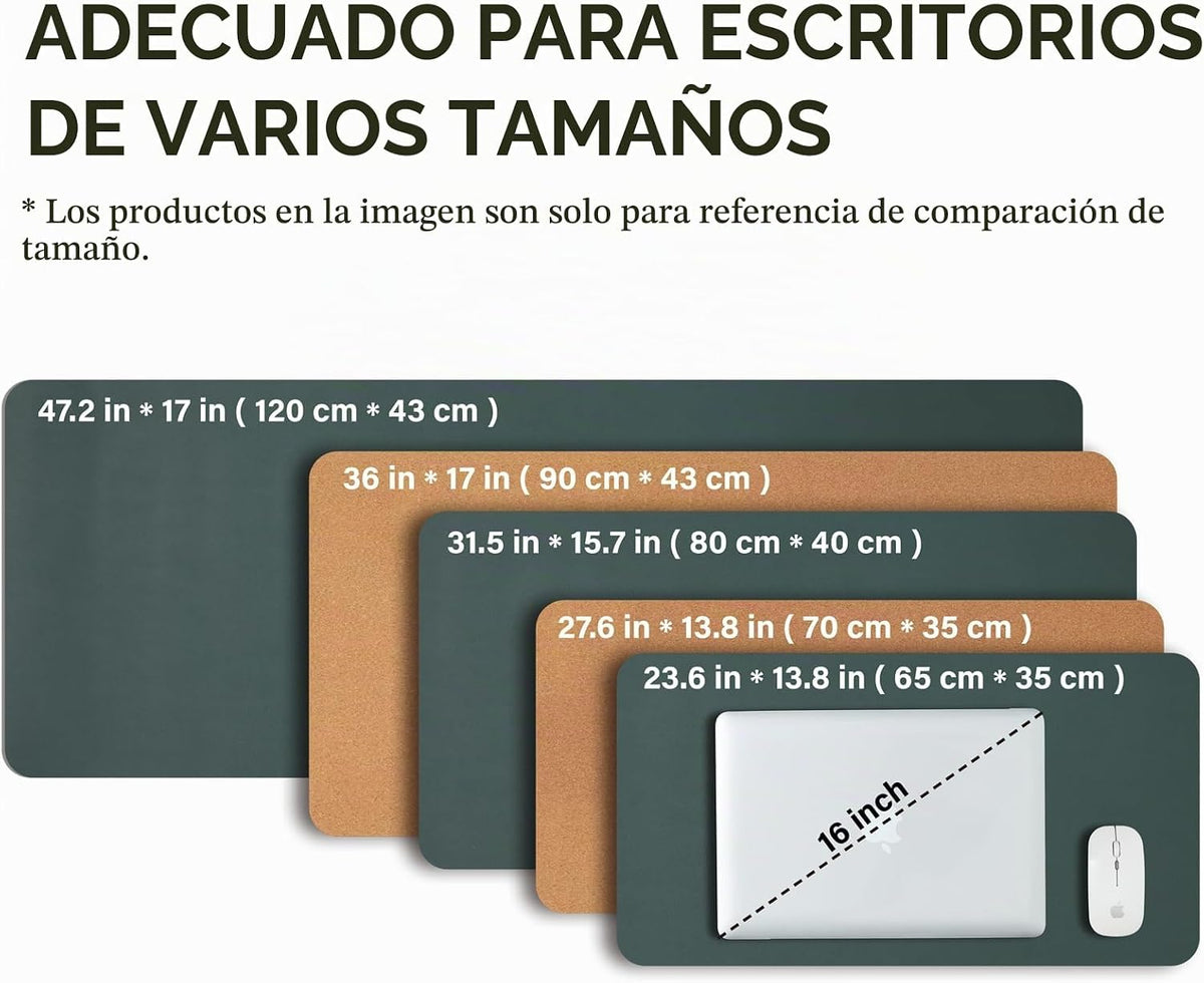 Tapete grande de corcho para escritorio, 47.2 x 17 pulgadas, para oficina y hogar, ideal para alfombrilla de mouse grande y alfombrilla de escritorio en la parte superior de escritorios (verde oscuro)