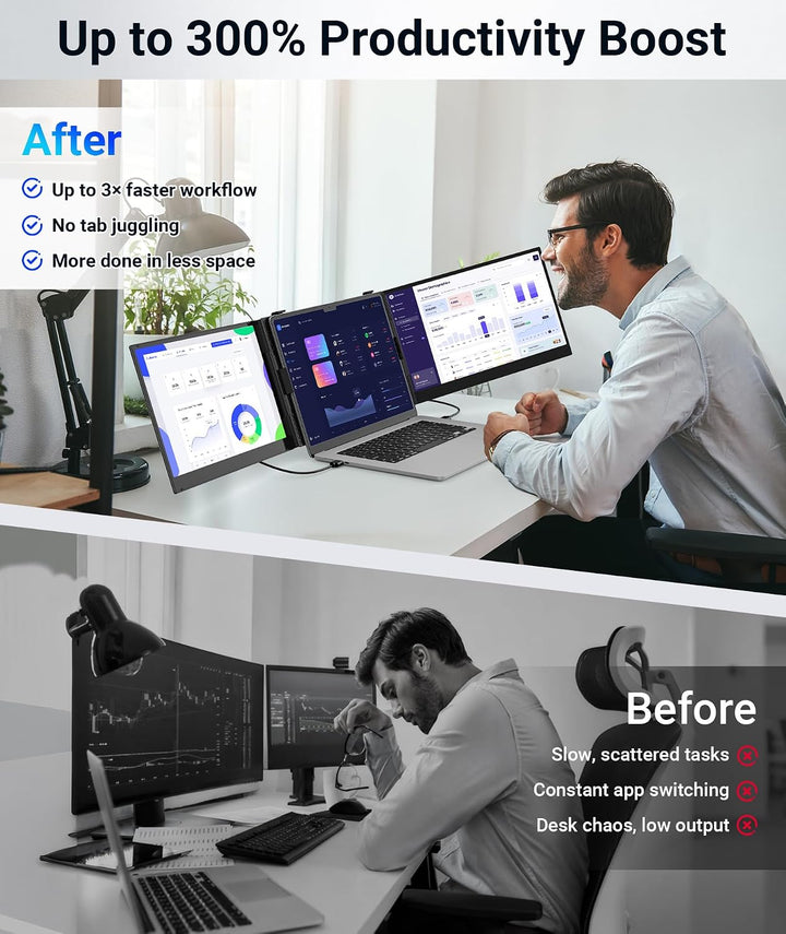 Extensión de pantalla para portátil, monitor triple portátil ultra...