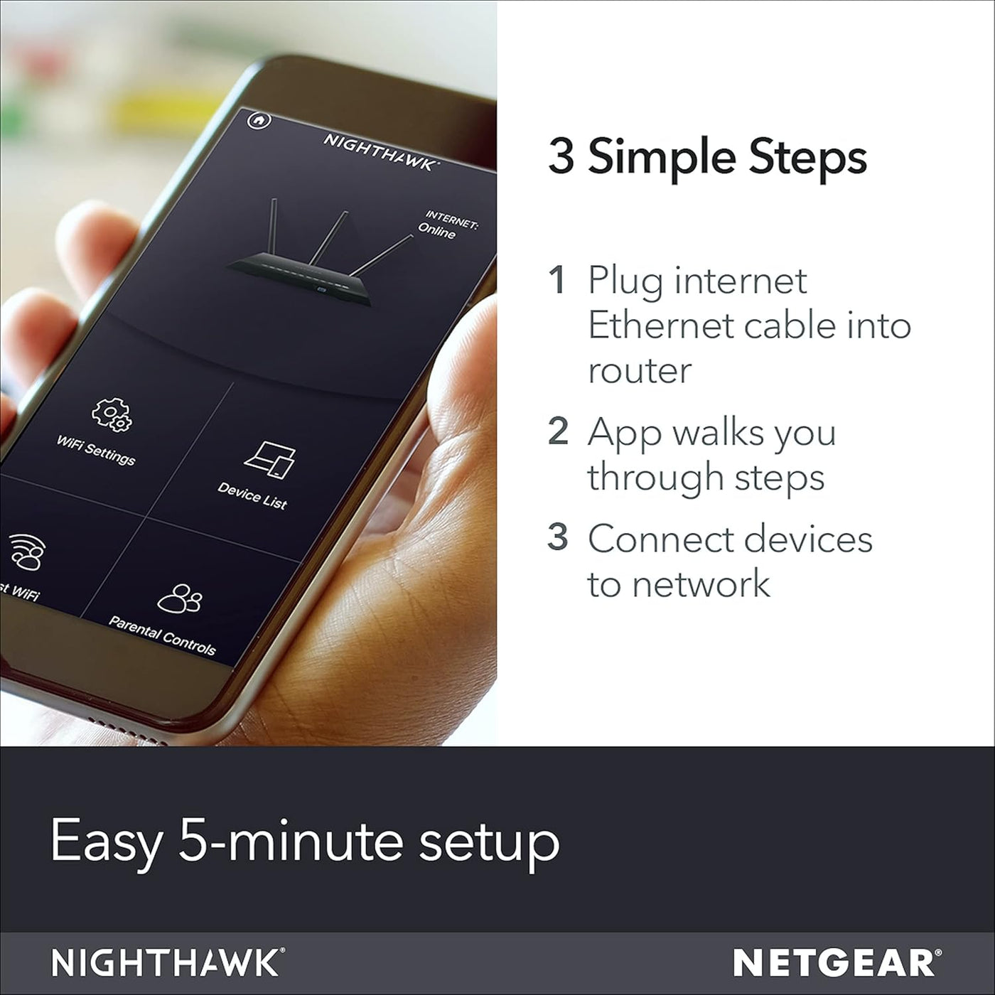 NETGEAR Router Wi-Fi Inteligente Nighthawk, R6700 - AC1750 Velocida...
