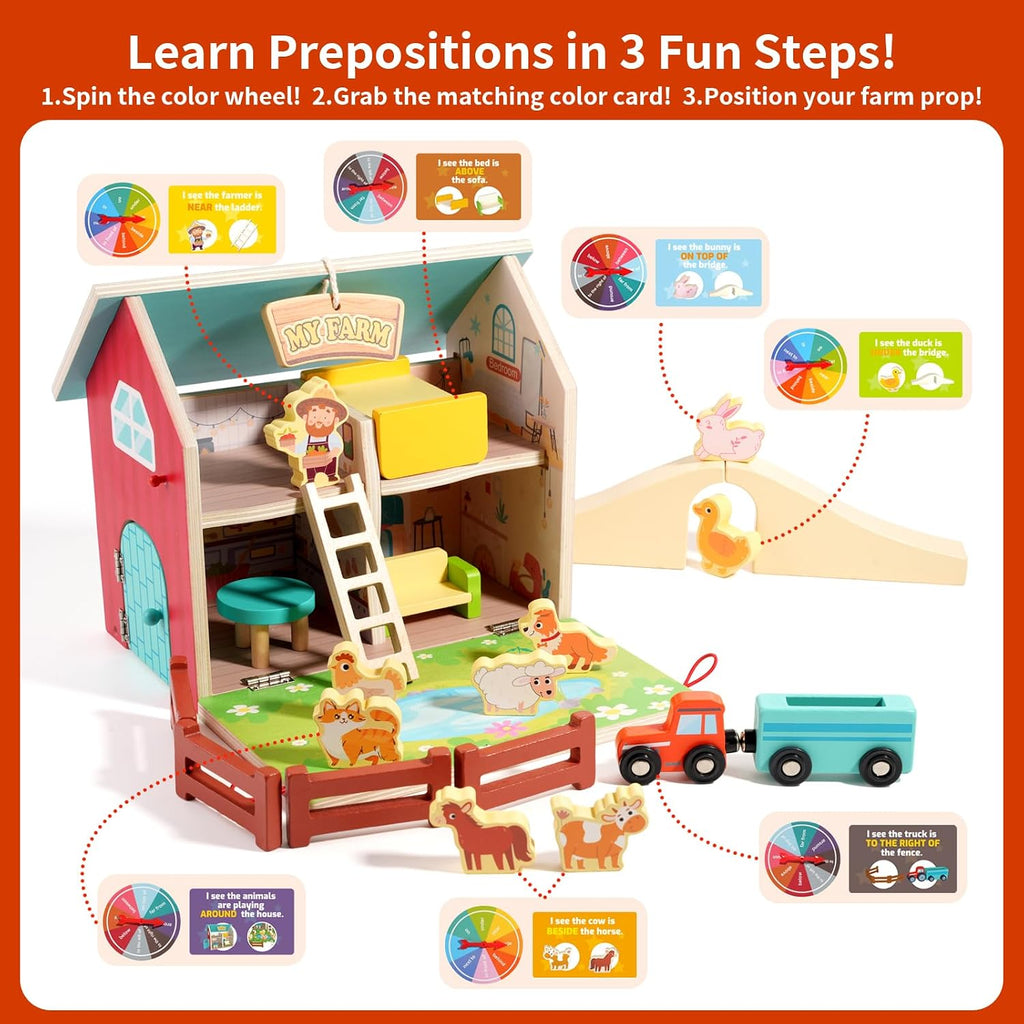 Casa de muñecas Montessori Farm para niños pequeños de 3 a 5