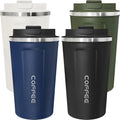 Paquete de 4 tazas de café de viaje de 17 onzas aisladas con tapa, taza de café térmica reutilizable de acero inoxidable para mantener bebidas calientes y frías para automóvil, diario, viajes y regalos, multicolor