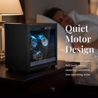 Mcbazel Enrollador de reloj para relojes automáticos, 4 modos de rotación con motor súper silencioso, luz LED azul, almohadas de espuma viscoelástica, regalo para hombres y mujeres [negro]