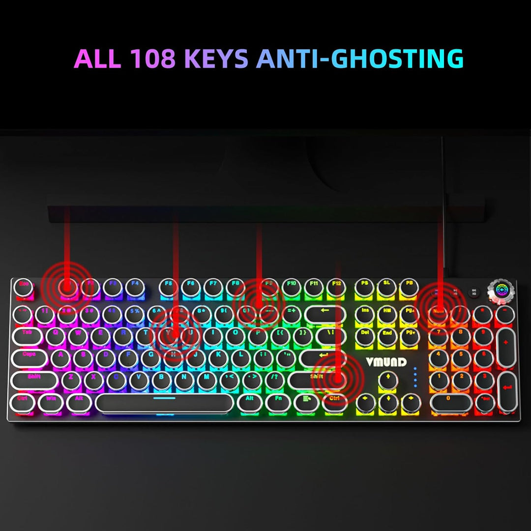 VMUND Teclado mecánico para juegos K968 Retro Typewriter - RGB retr...