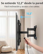 MOUNTUP Soporte de pared para TV ultra delgado para la mayoría de televisores de 37 a 90 pulgadas, soporte delgado de 1.1 pulgadas, soporte de soporte de TV de movimiento completo, brazos articulados giratorios dobles con inclinación, se adapta a pernos d